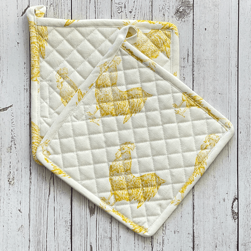 Mahogany ROOSTER DIJON Pot Holders (Set of 2)