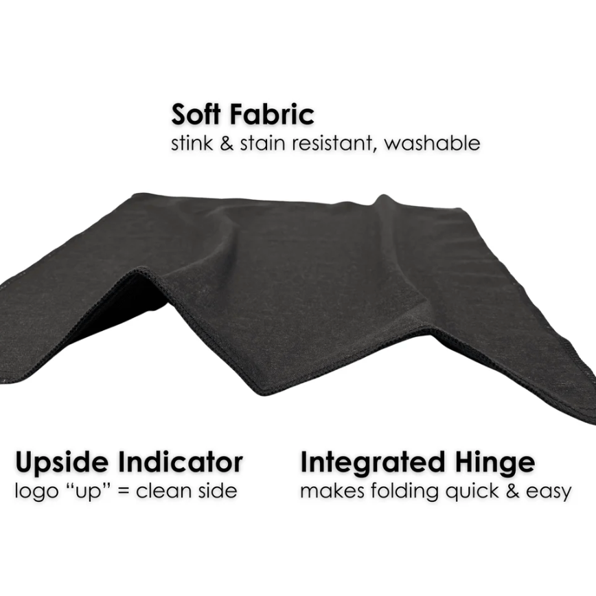 Black fabric with stain resistant and integrated hinge, 2025 screenshot.