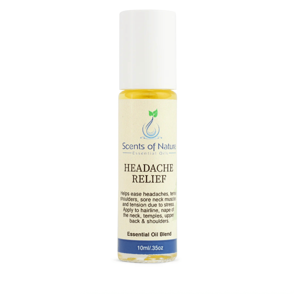 Scents of Nature Headache Relief essential oil bottle screenshot.