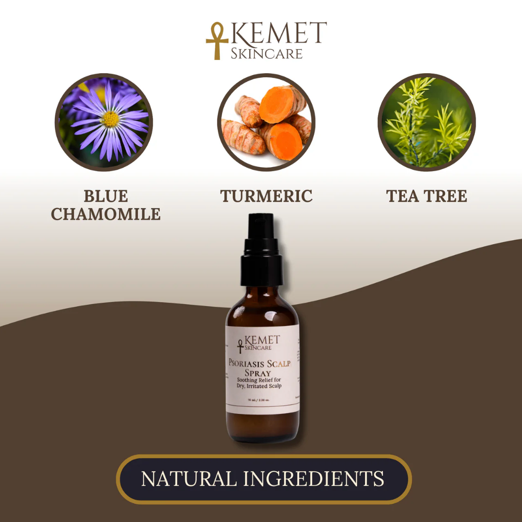 Kemet Skincare Psoriasis Scalp Spray with natural ingredients (blue chamomile,...