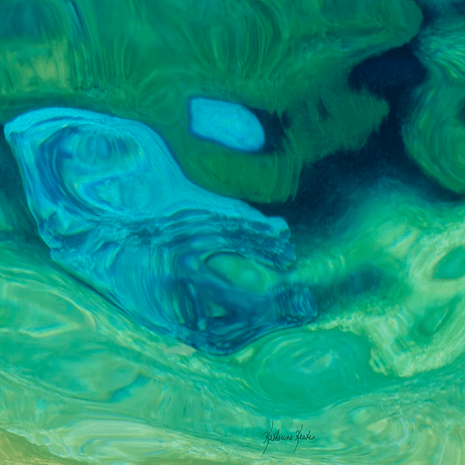 Abstract teal and green artwork, screenshot from August 11, 2025.