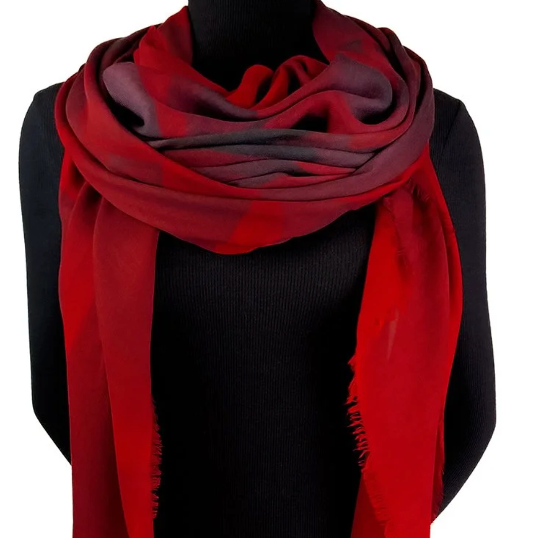 Red scarf on black turtleneck - Screenshot 2025-08-11