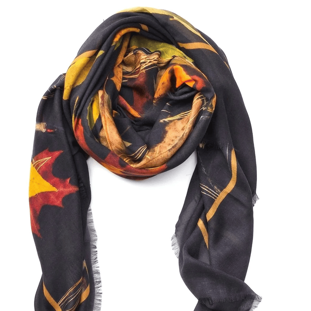 Fall leaf print scarf, screenshot August 11, 2025
