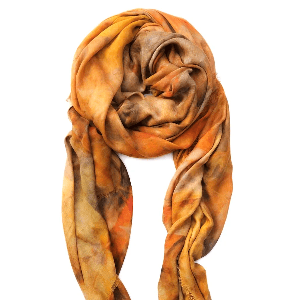 Orange and brown scarf, screenshot from August 11, 2025.