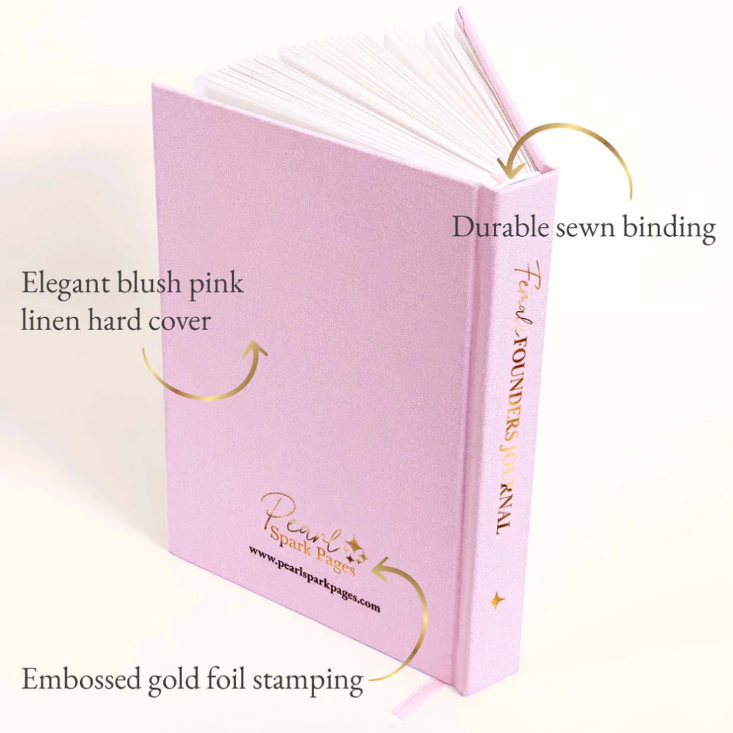 Blush pink linen journal with gold foil, screenshot 2025-08-14