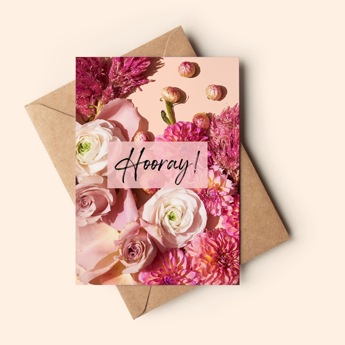 Screenshot of Hooray! floral card, Sept 4, 2025