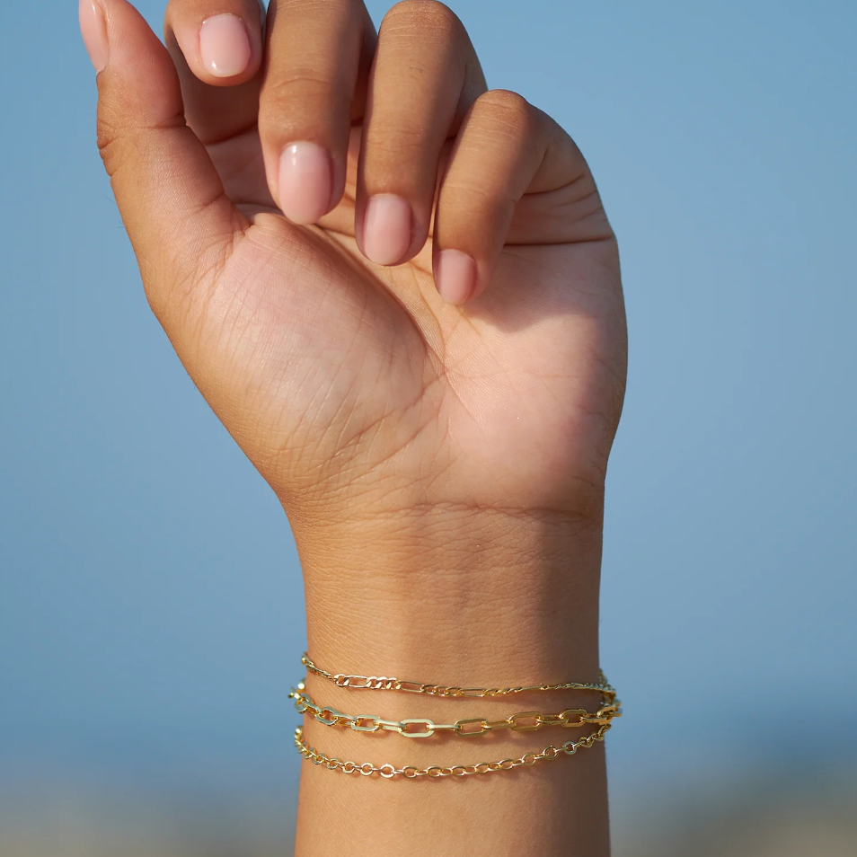 Gold chain bracelets on wrist, Screenshot 2025-09-04