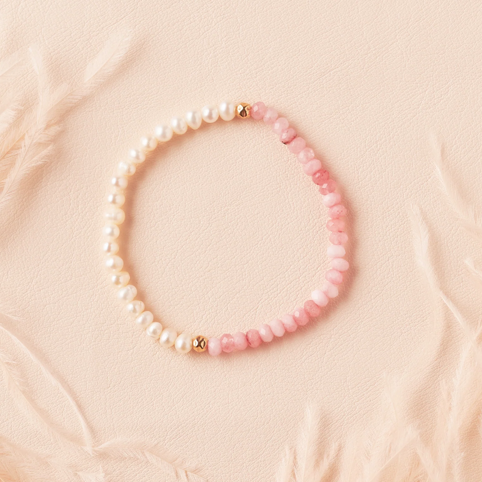 Pearl and pink gemstone bracelet, screenshot from Sept 4, 2025.
