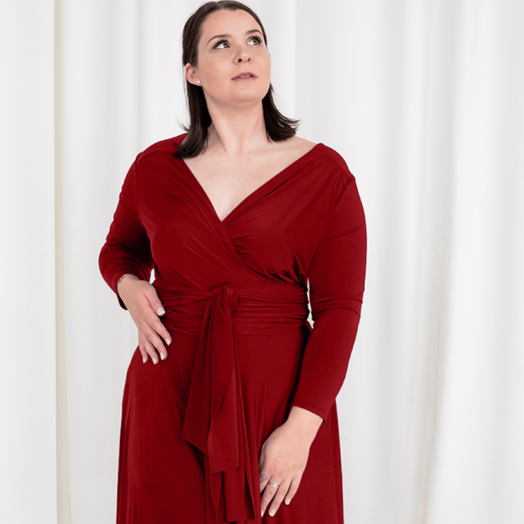 Woman in red dress, screenshot Sept 6, 2025