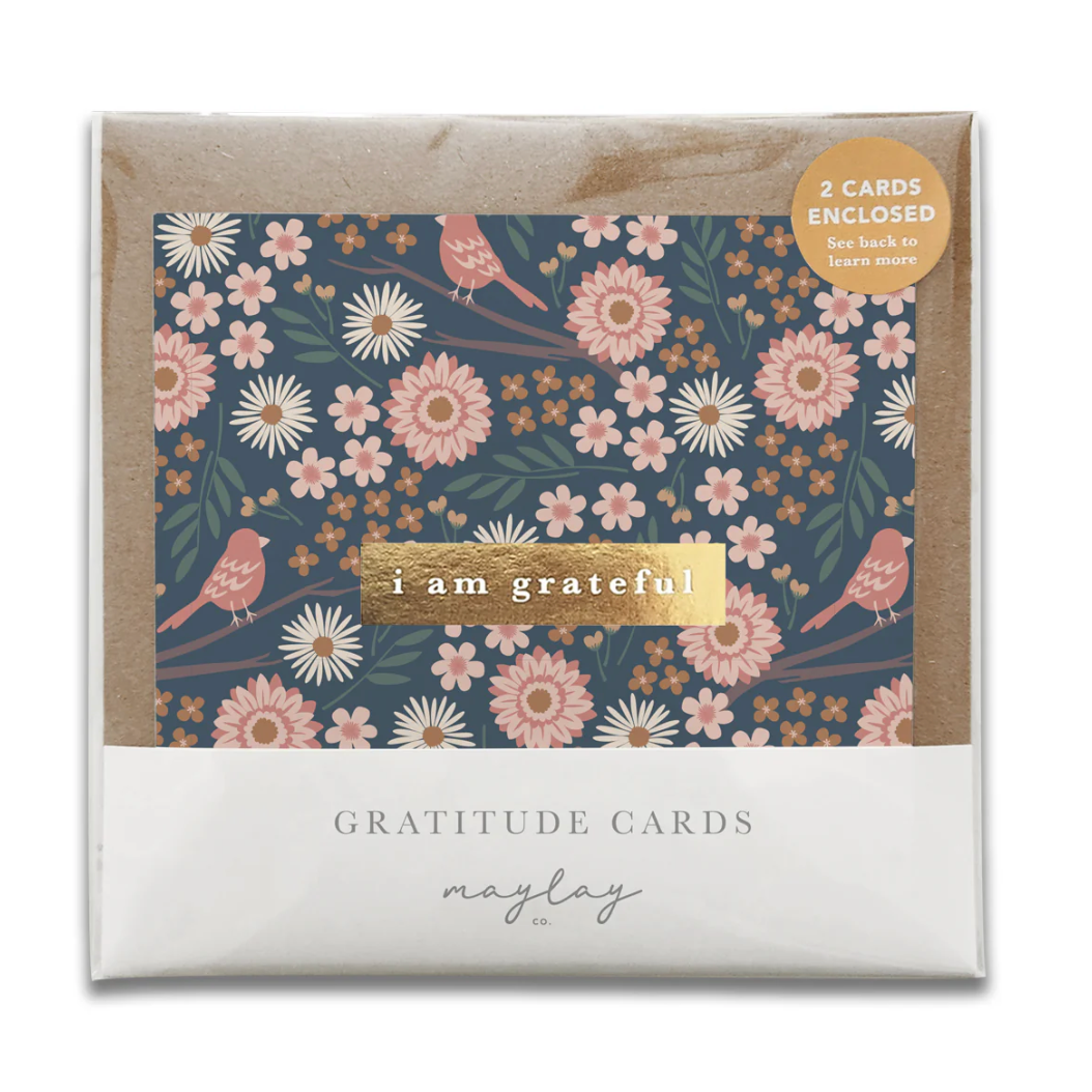 Gratitude cards with floral design, I am grateful message, screenshot...