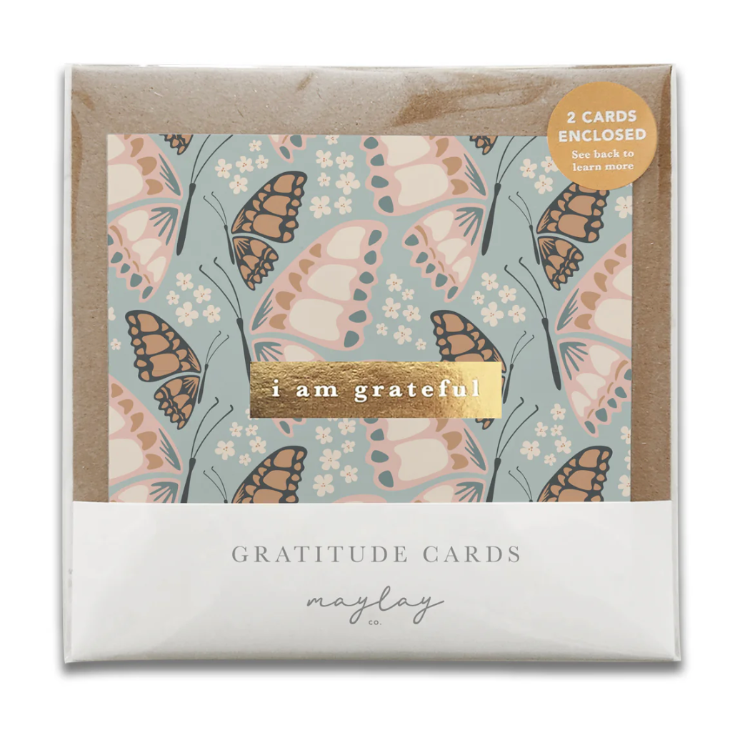 Screenshot of gratitude cards with butterfly design.
