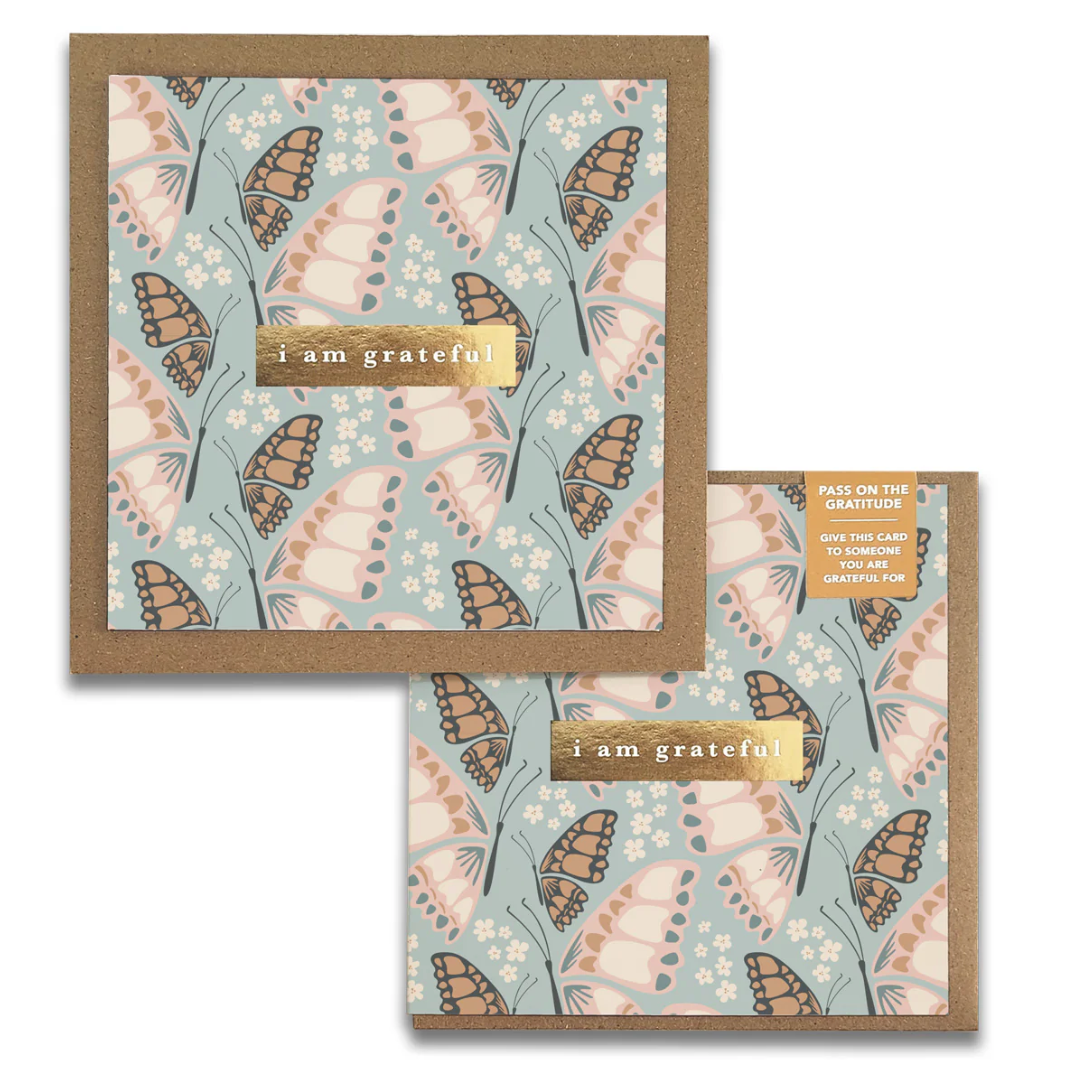 Butterfly card screenshot, I am grateful