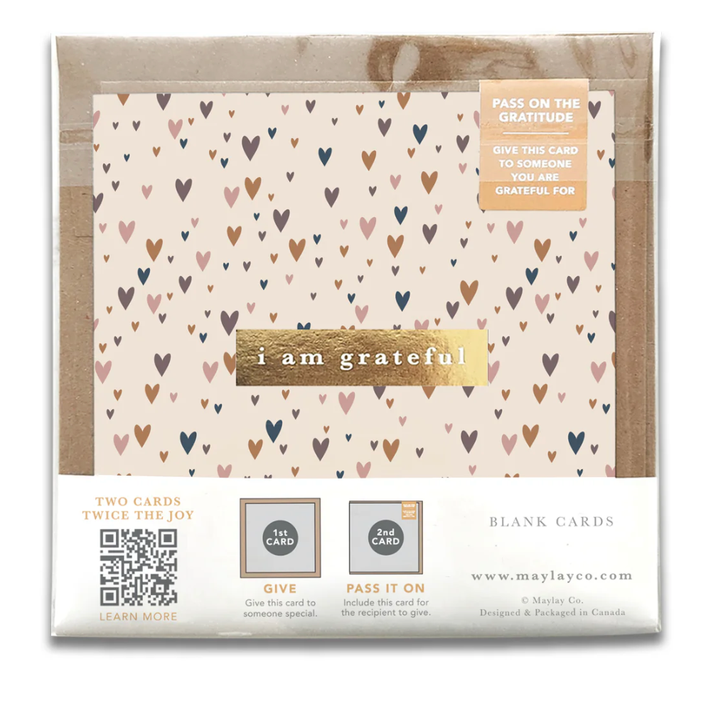 Screenshot of I Am Grateful greeting cards with hearts.