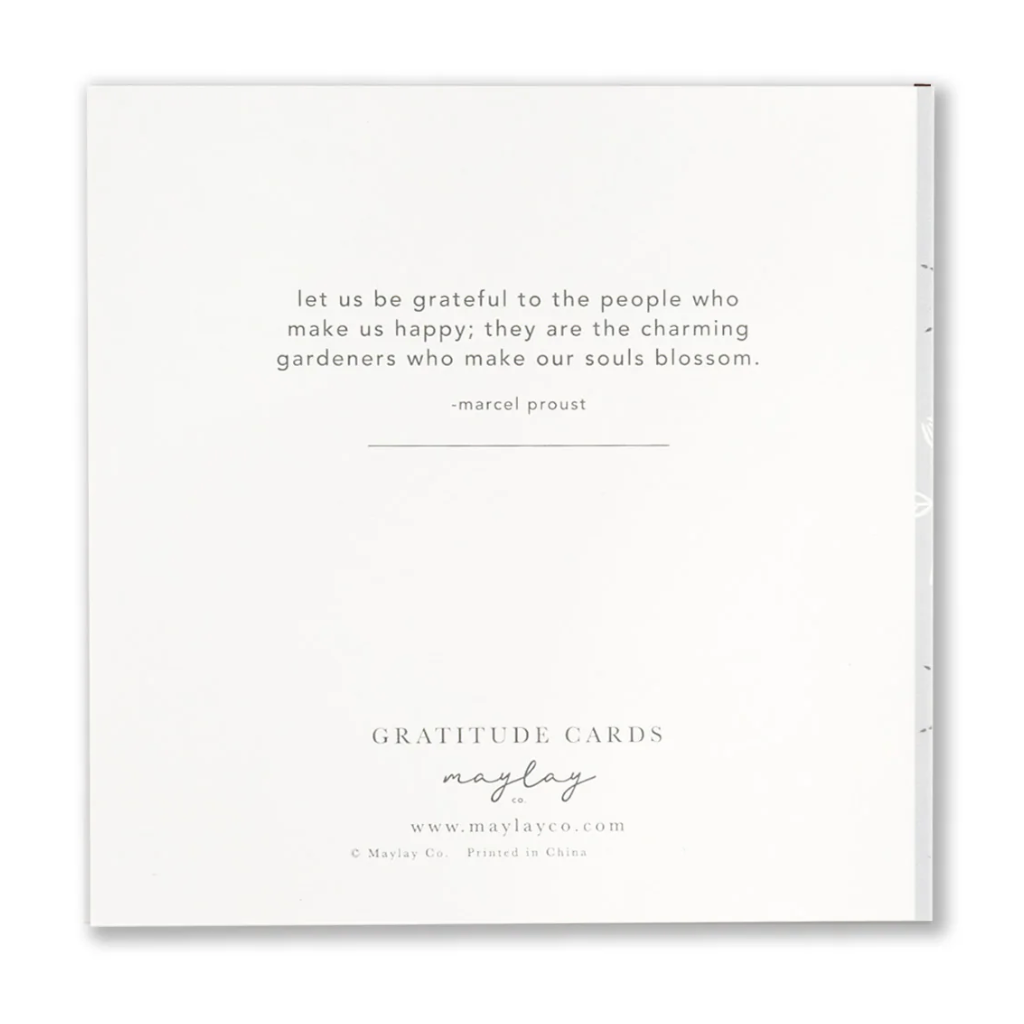 Screenshot of gratitude card with quote by Marcel Proust.