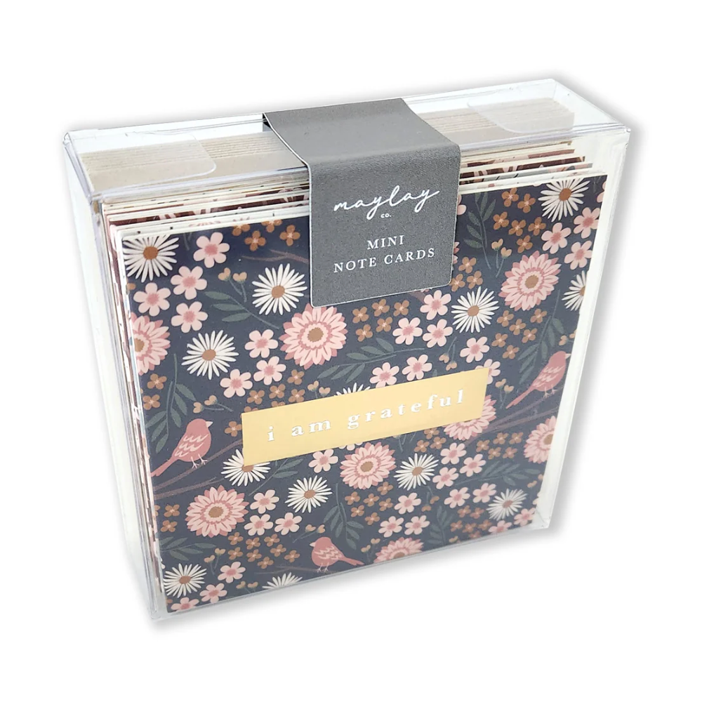 Screenshot of floral I am grateful mini note cards.