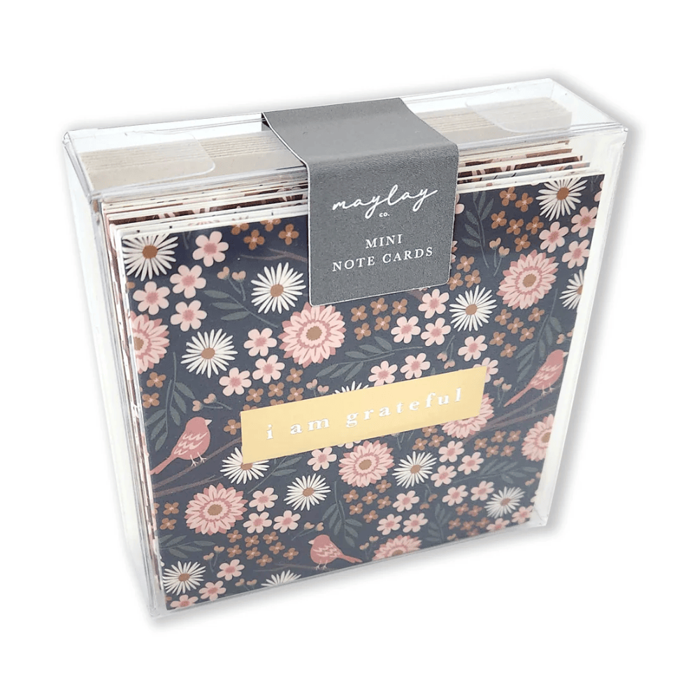 Screenshot of floral I am grateful mini note cards.