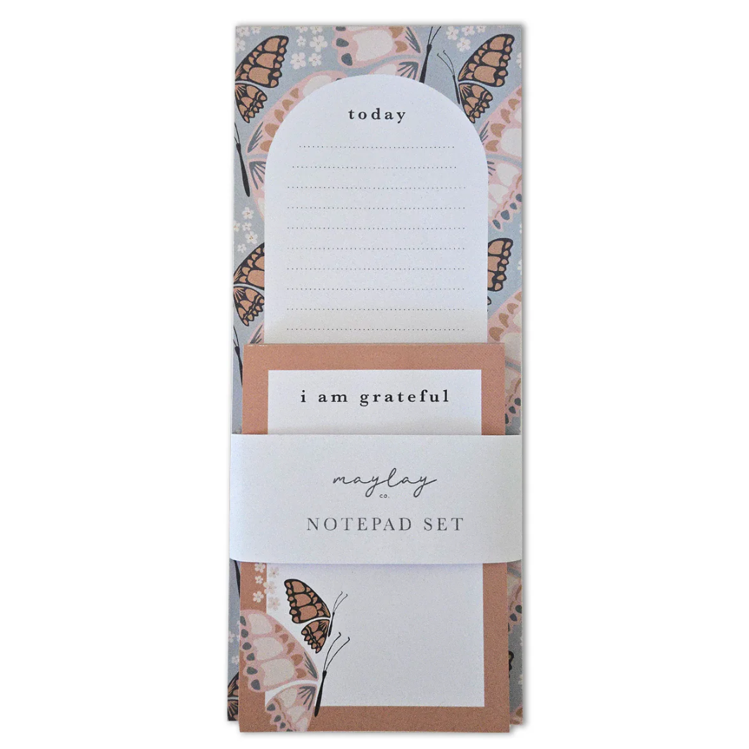 Naylay notepad set screenshot, butterfly design, I am grateful