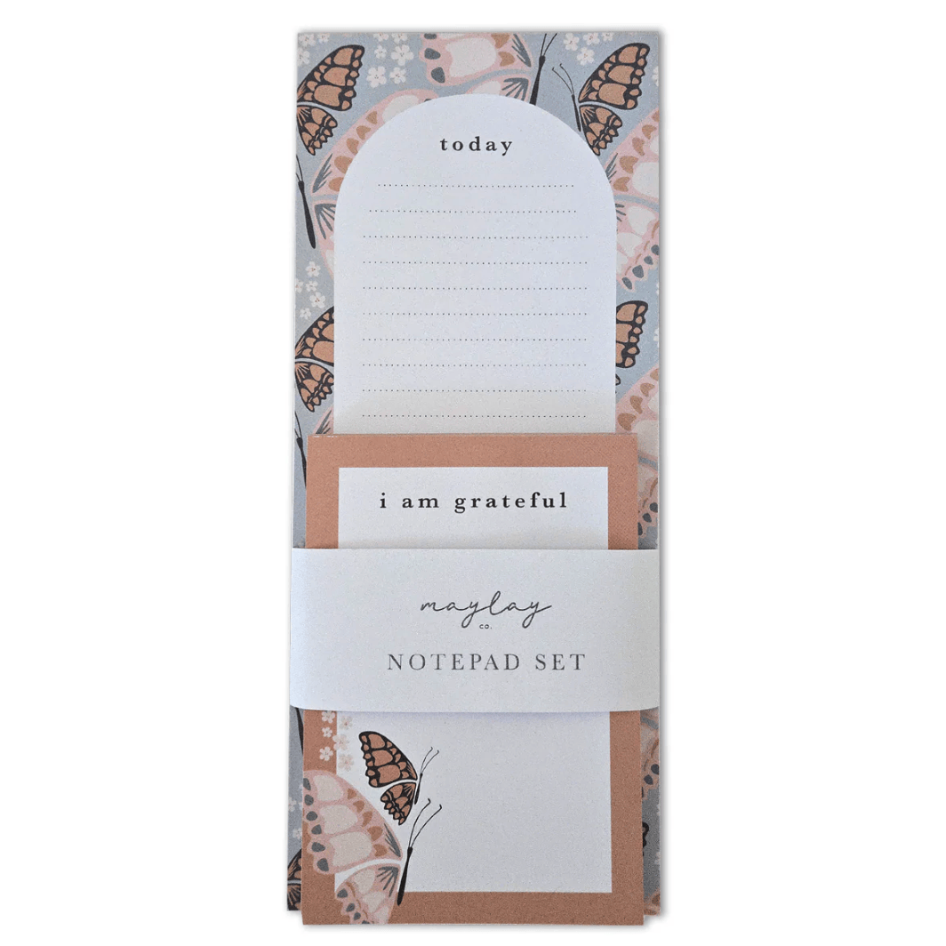 Naylay notepad set screenshot, butterfly design, I am grateful