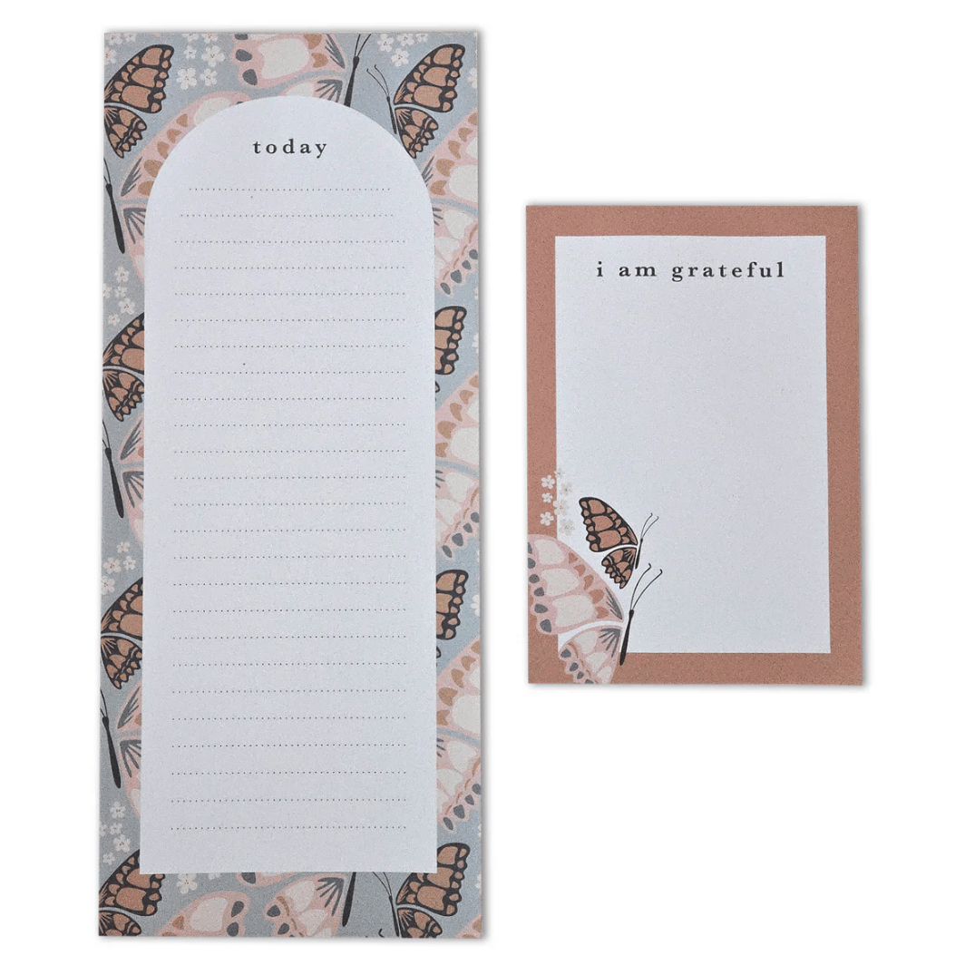 Butterfly notepad and gratitude note, screenshot from 2025.