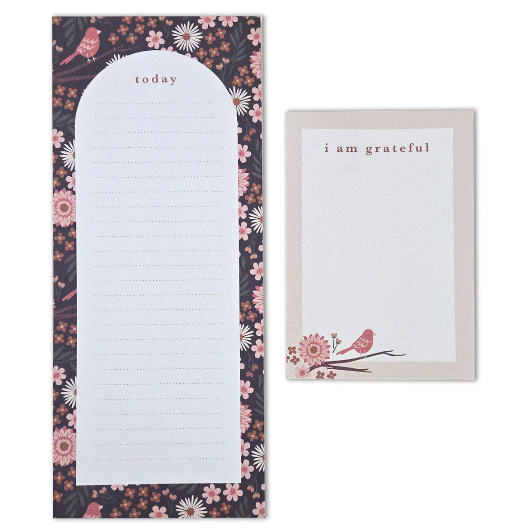 Floral notepad set with today and I am grateful notes.