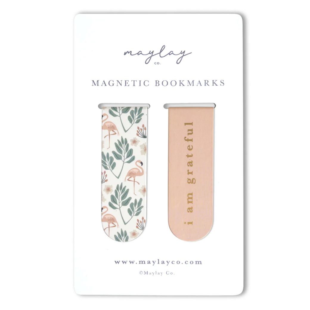 Magnetic bookmarks screenshot, flamingos & I am grateful