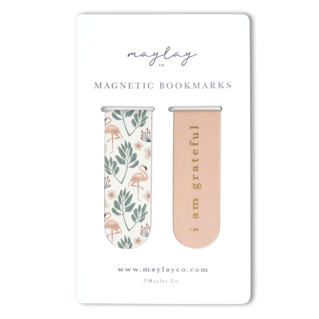 Magnetic bookmarks screenshot, flamingos & I am grateful