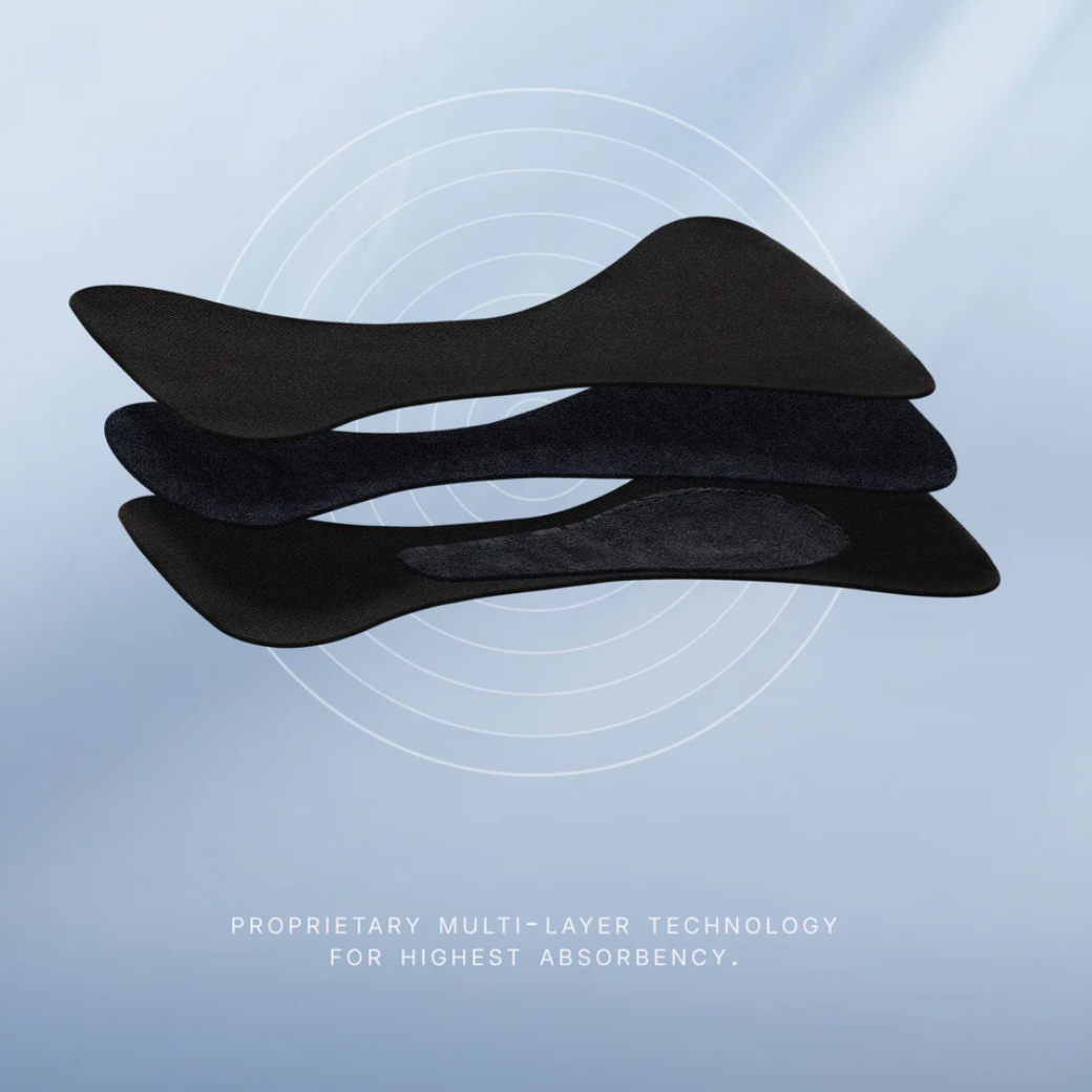 Screenshot of layered black absorbent pads, 2025.