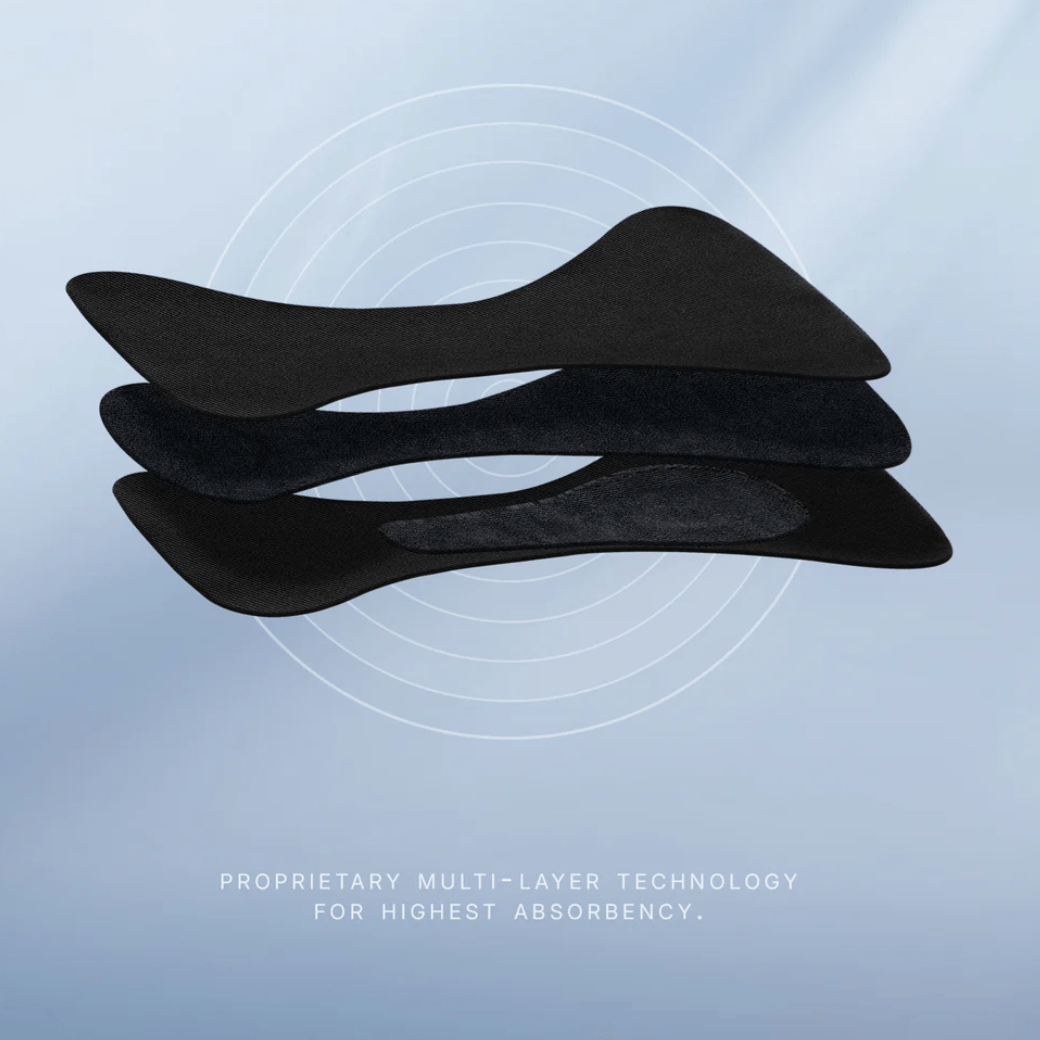Screenshot of layered black absorbent pads, 2025.