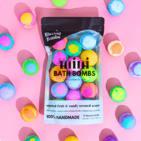 Mini bath bombs in assorted fruit & candy scents, handmade, Blazing Bombs...