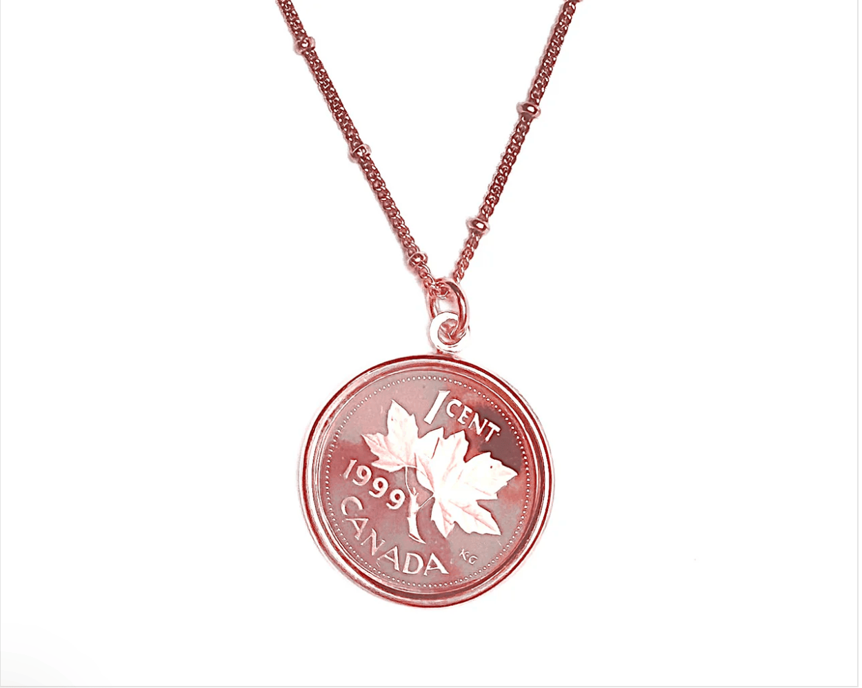 1999 Canada 1 Cent coin necklace, screenshot from Sept 13, 2025.
