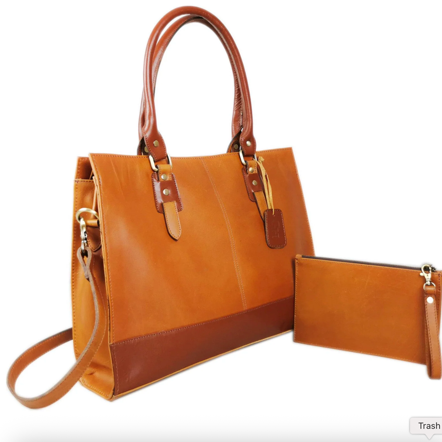 Leather handbag and clutch, Screenshot 2025-09-18