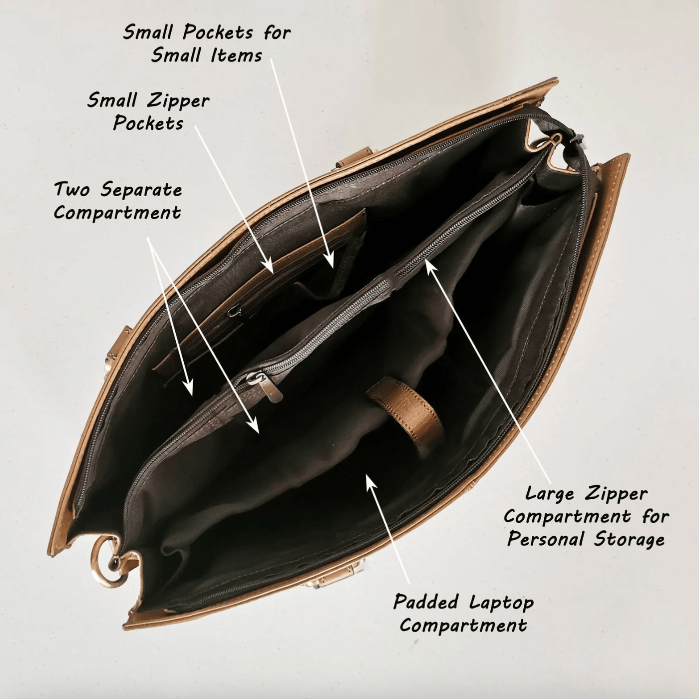 Leather briefcase interior with compartments, Sept 18 screenshot.