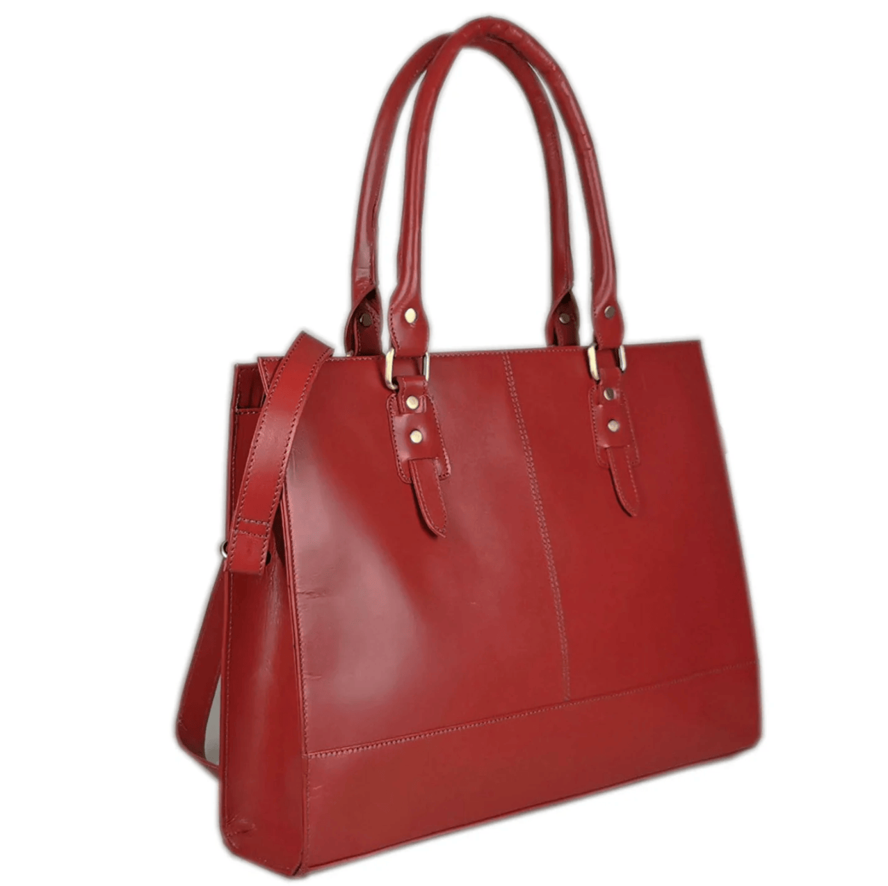 Red leather tote bag, screenshot from Sept 18, 2025.