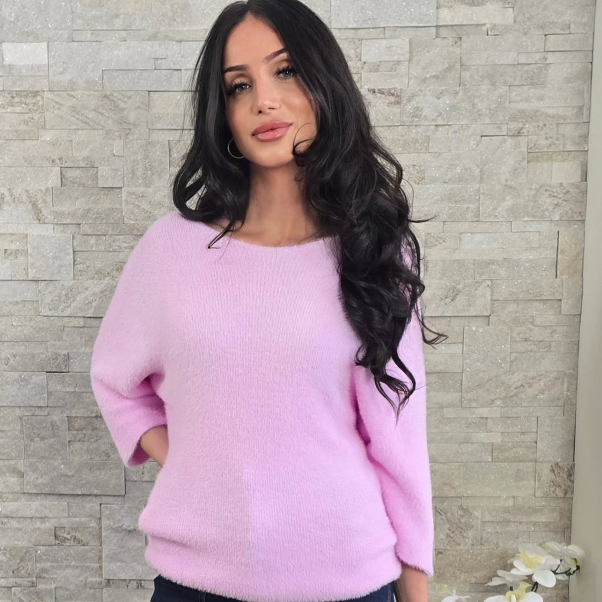 BAZ Fuzzy V-Neck Sweater