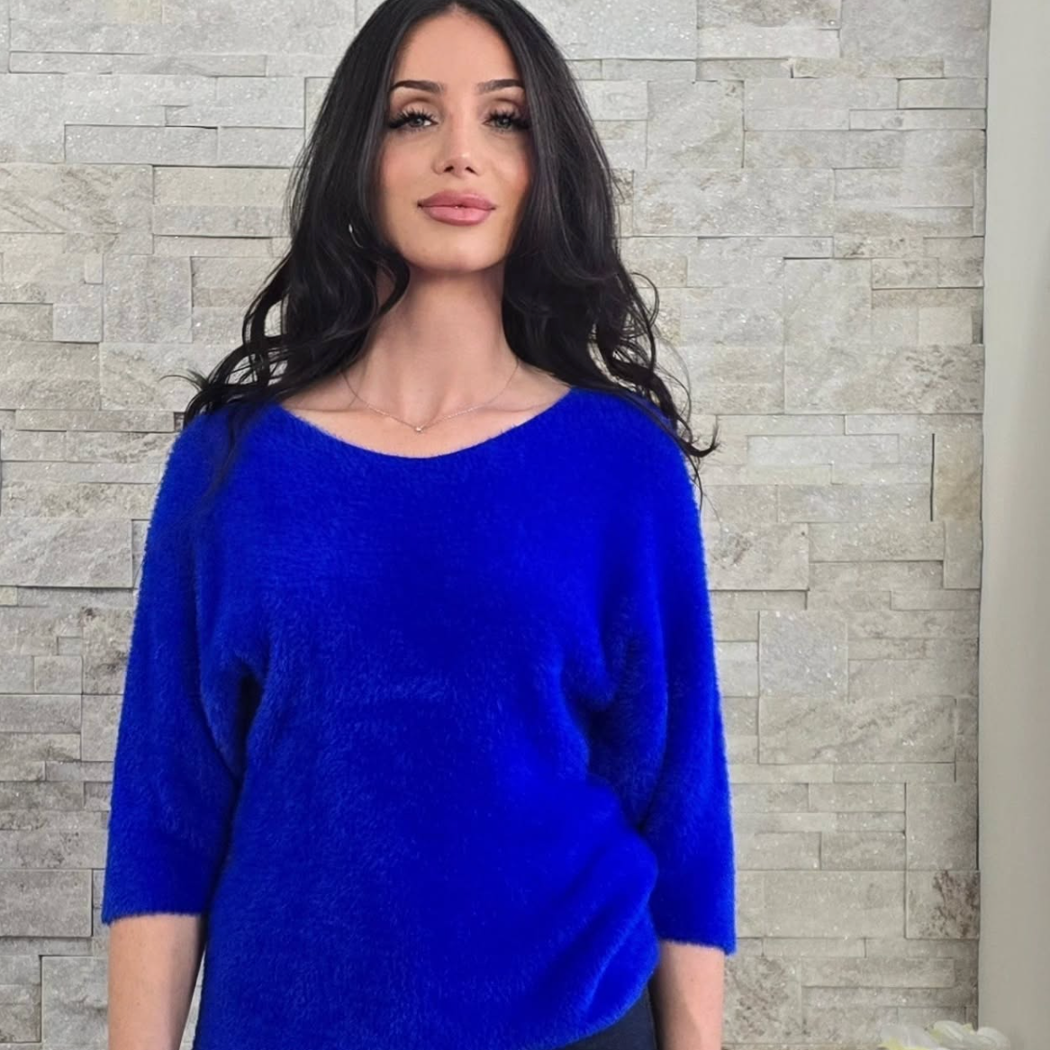 BAZ Fuzzy V-Neck Sweater