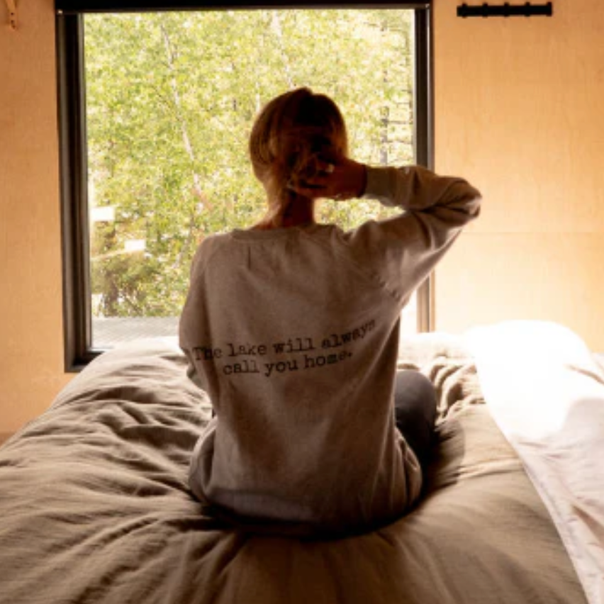 Canoe & Lake LOON Heathered Grey Raglan Crew Sweater