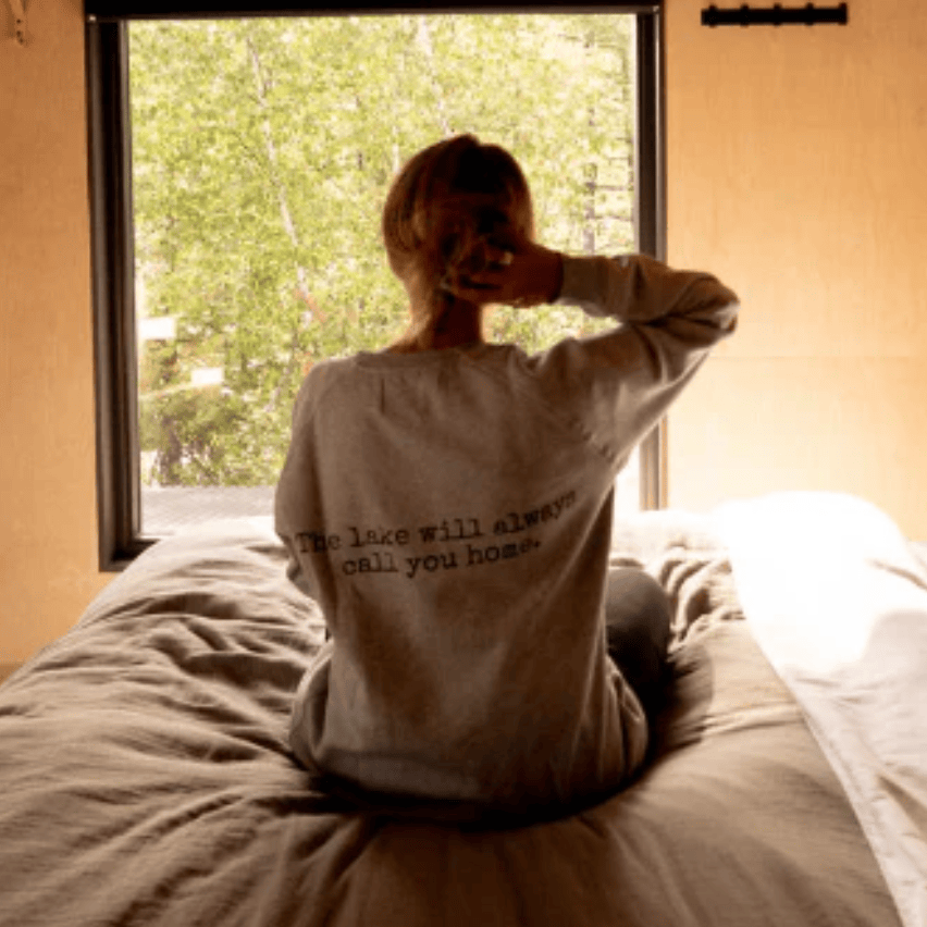 Canoe & Lake LOON Heathered Grey Raglan Crew Sweater