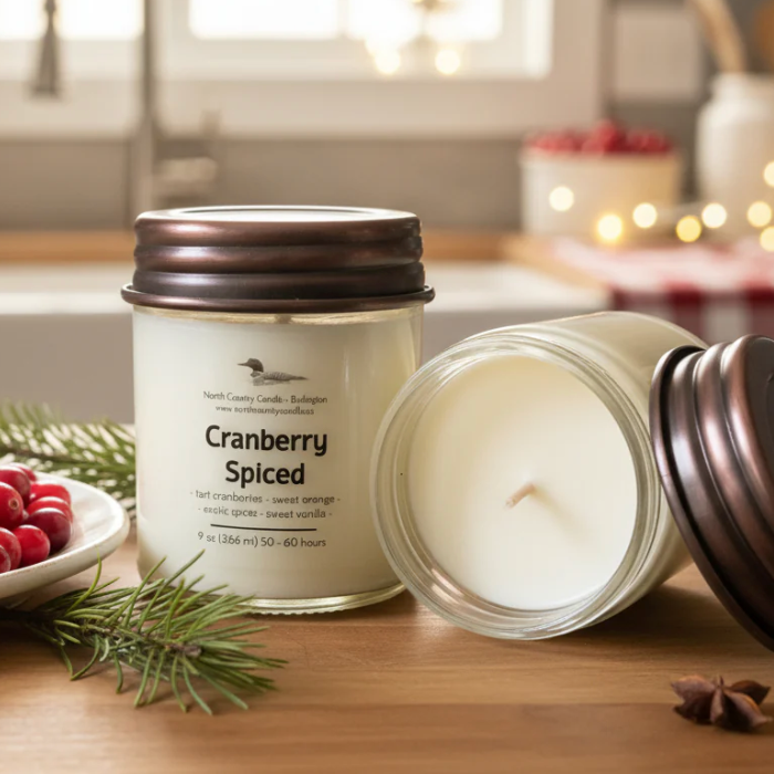 North Country Candle - CRANBERRY SPICED Candle with Copper Lid