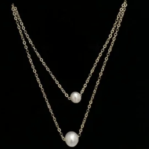 Sarah Baeumler Double Pearl Gold Necklace