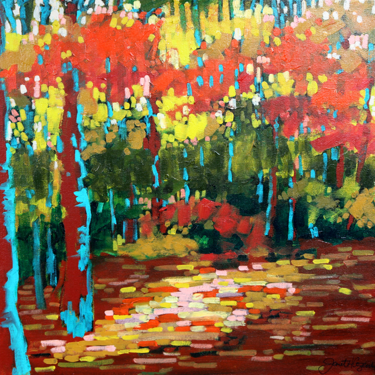 Janet Horne Cozens Fine Art - Forest in Fall (Framed, 10x10)