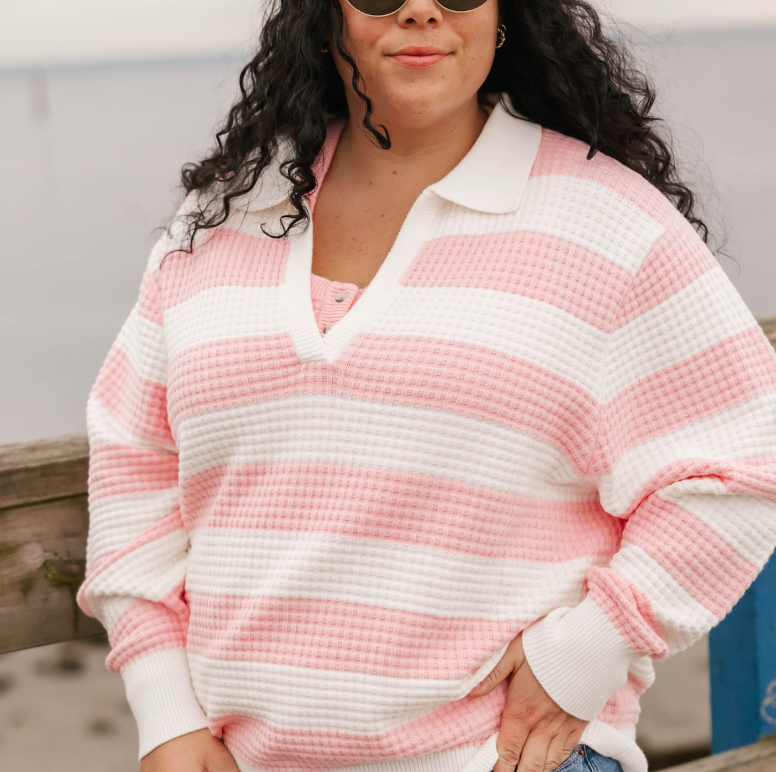 Smash & Tess MEGAN Waffle Sweater - Blooming Pink