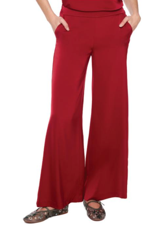 UP! BELIZE Satin Wide-Leg Full-Length Pants