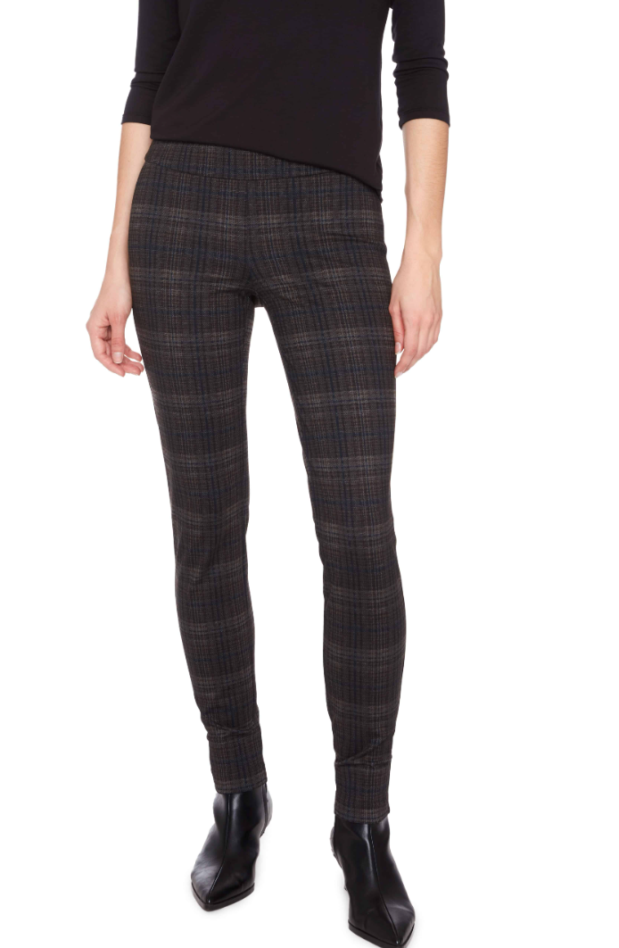 UP! DARK PLAID Heavy Ponte Slim Full-Length Pants