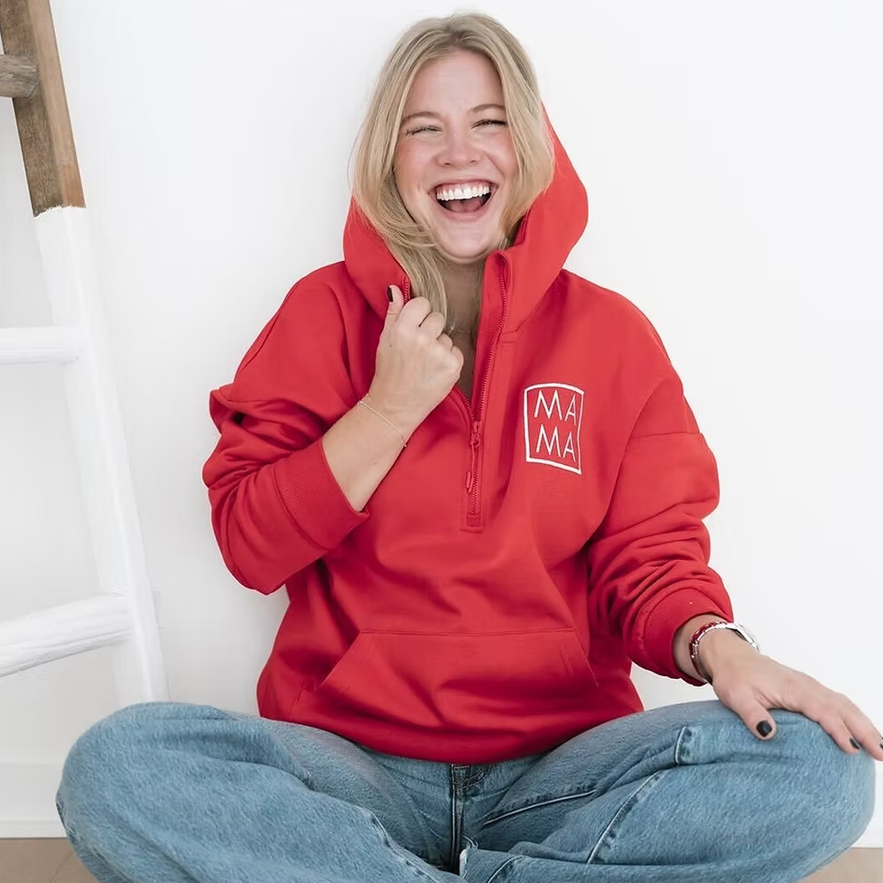 ASHCO Oversized Half-Zip MAMA Hoodie
