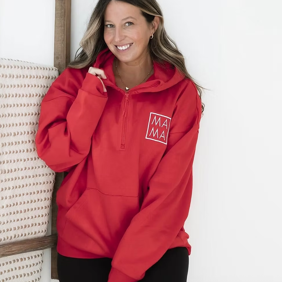ASHCO Oversized Half-Zip MAMA Hoodie