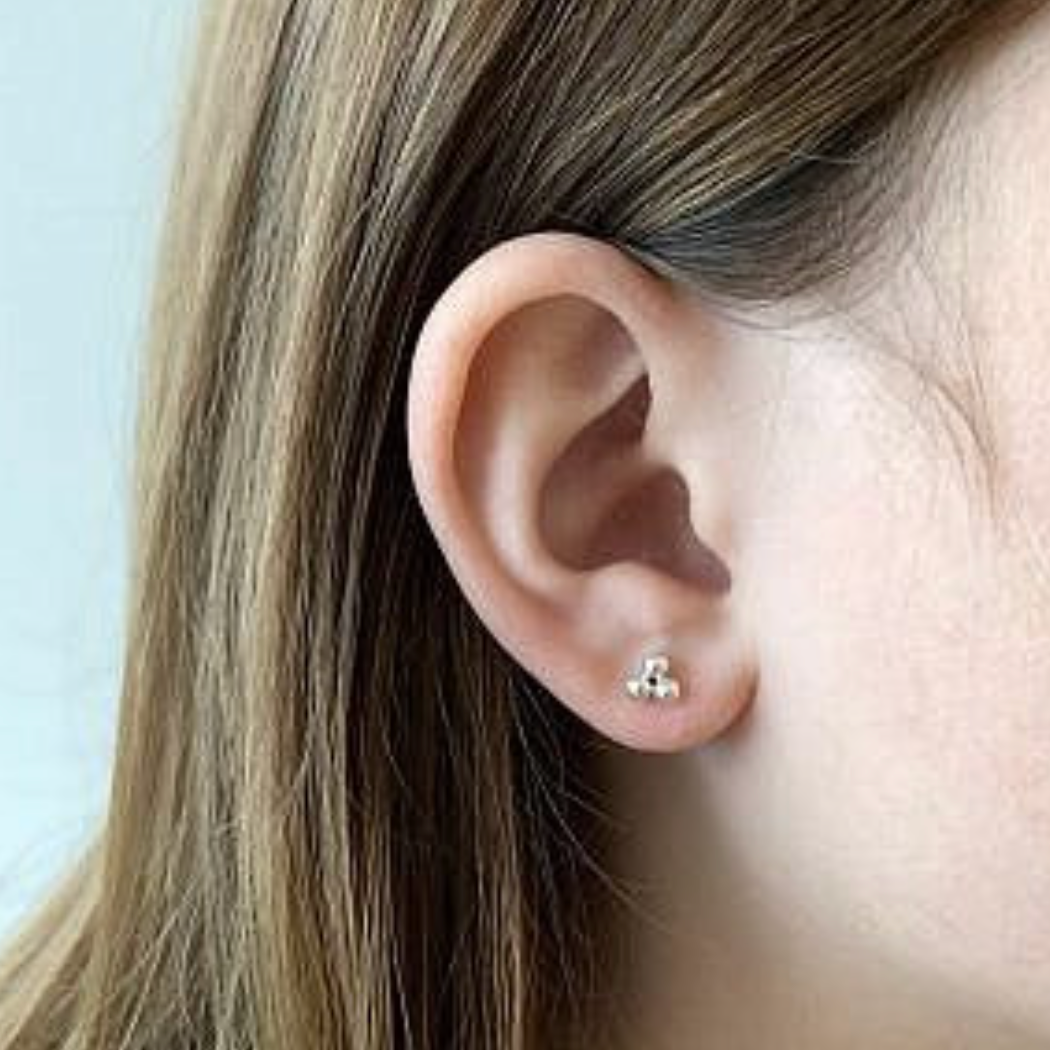 Olaeda - Triple Cluster Stud Earrings (Sterling Silver)