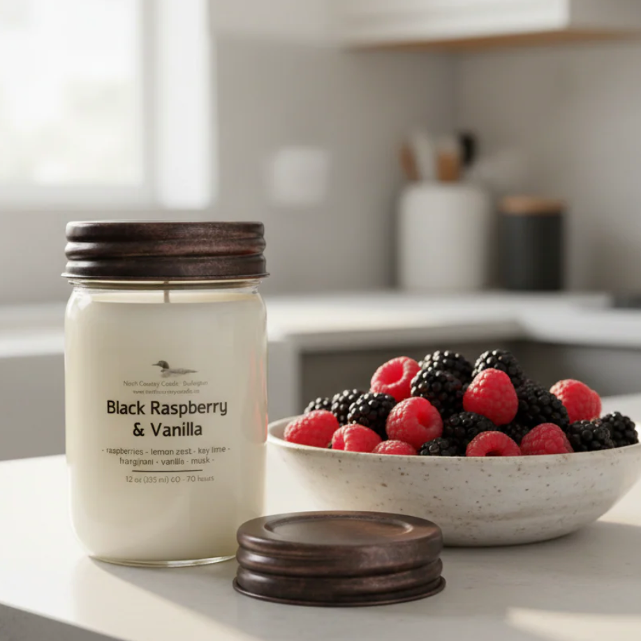 North Country Candle - 12oz BLACK RASPBERRY VANILLA Candle with Copper Lid