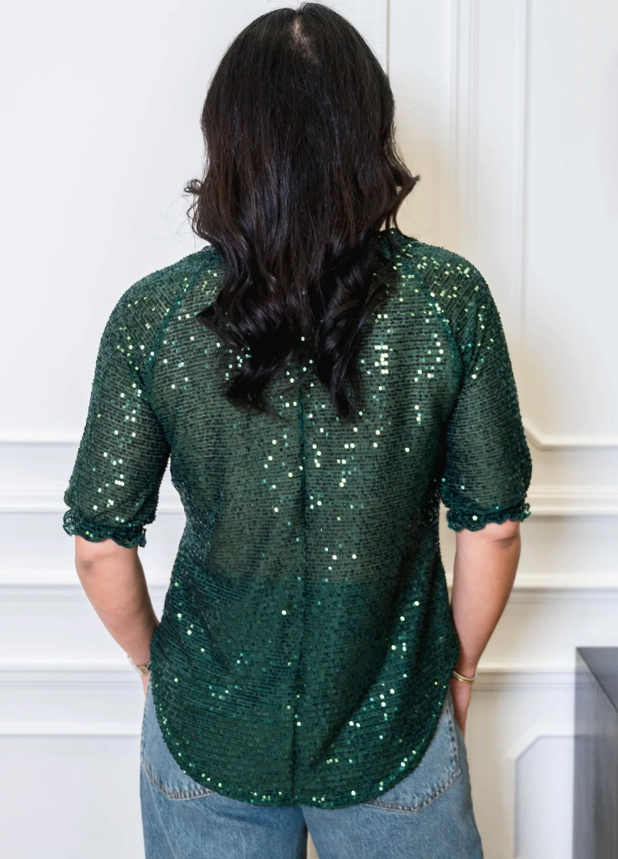 DOTTY Green Sylvi Sequin Tee