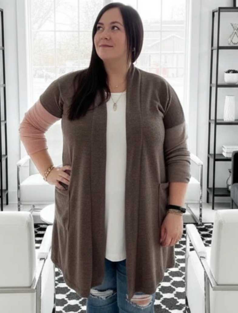 DOTTY Cocoa + Pink + Mink Cardigan