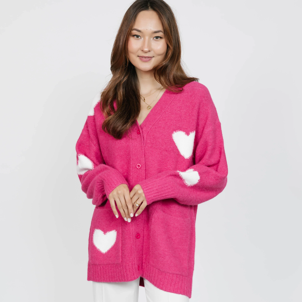 Smash & Tess ADORA Cardigan - Raspberry/Cream